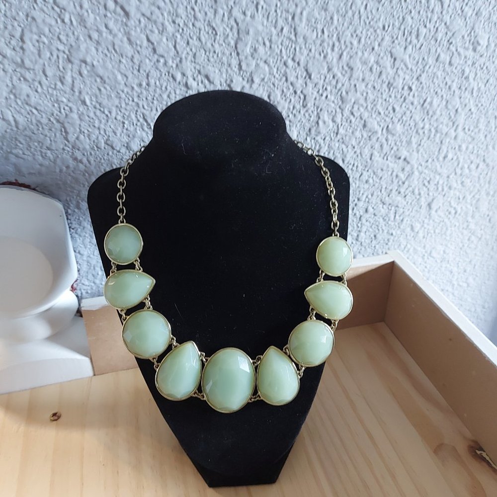 Vintage Acrylic Mint Geometric Statement Necklace